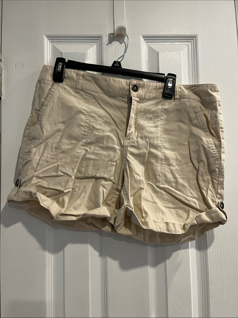 New York and Company Beige Rolled Hem Cotton Shorts